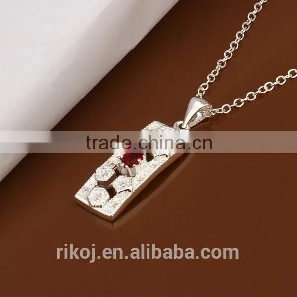 2015 wholesale plain board pendant red cz 925 sterling silver jewellery