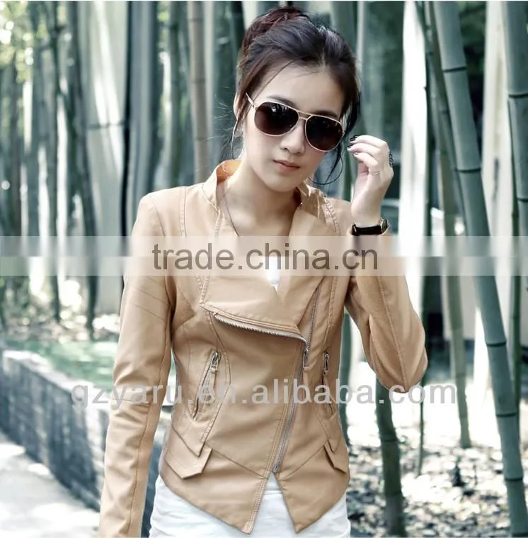 Korean Office Lady PU Leather Jacket Design