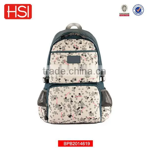 coffee bean printing polyester backpack femal