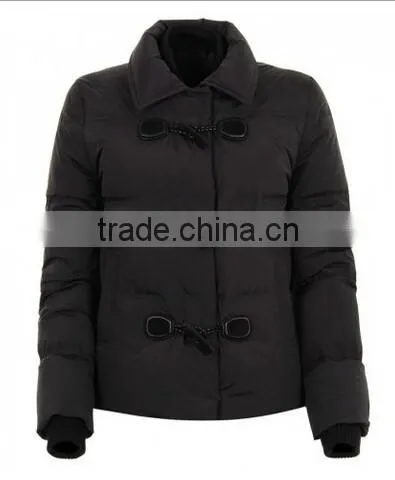 short style black womens down jacket with bomber winter season