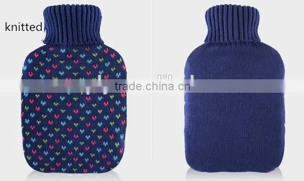 PVC hot water bottle wave design with knit cover 2L high quality