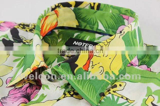 Hawaiian latest brand design Italian style 100% cotton slim fit casual trendy fashion short sleeve men printing shirt