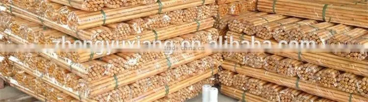 Natural wooden lacquered and threaded mop handle