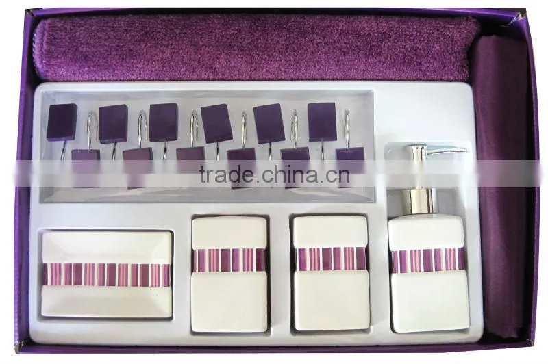 Eco-Friendly Feature and plastic pp bathroom set with plastic soap dispenser