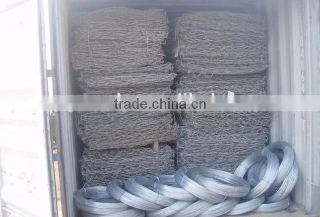 rock filled galfan wire+pvc coated gabion baskets/gabion box 2m*1m*1m