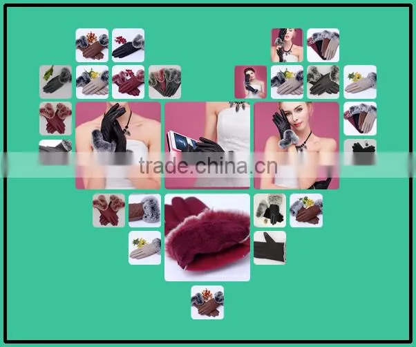 Sexy Lady Black/Red color Smartphone PU leather Material Handmade Touch Screeen Gloves