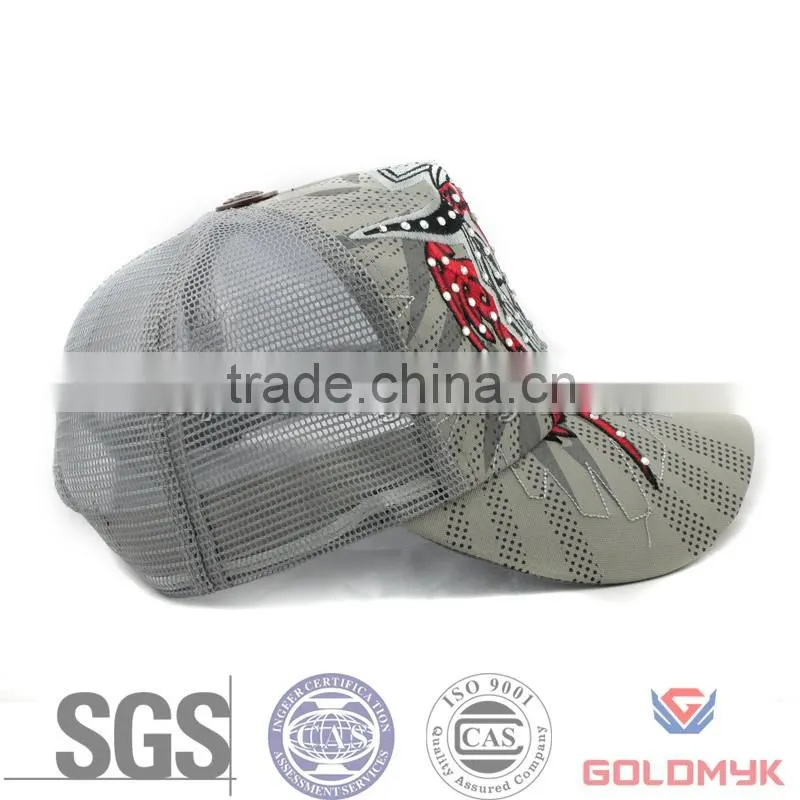 Skull Mesh Cap with Rhinestone