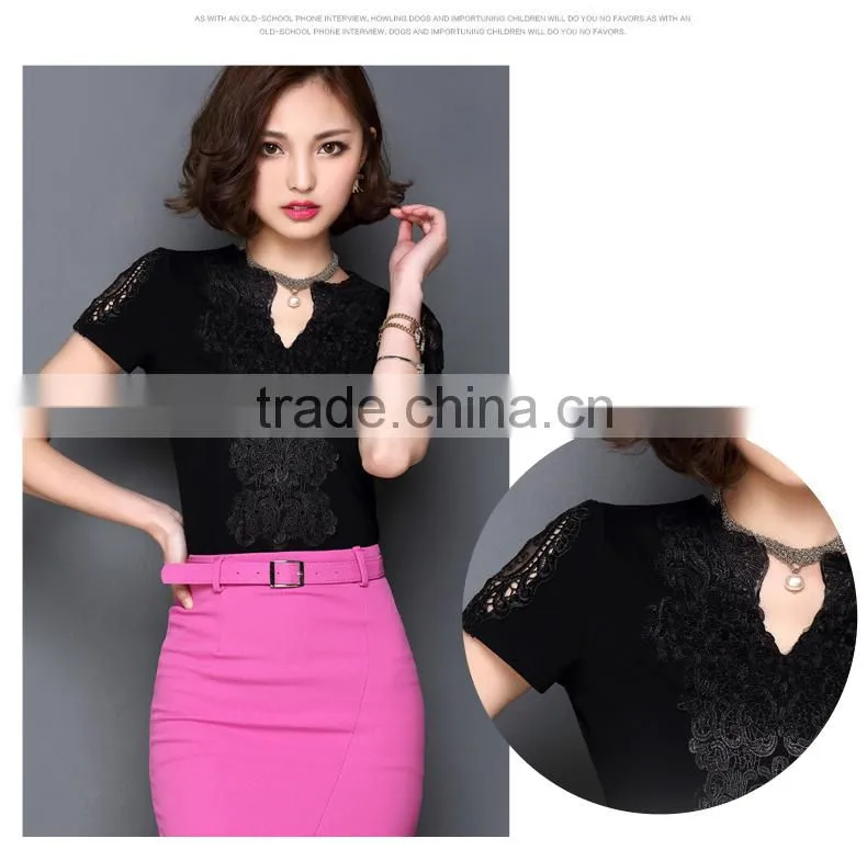 Coat pure color v-neck top half sleeve cultivate one's morality