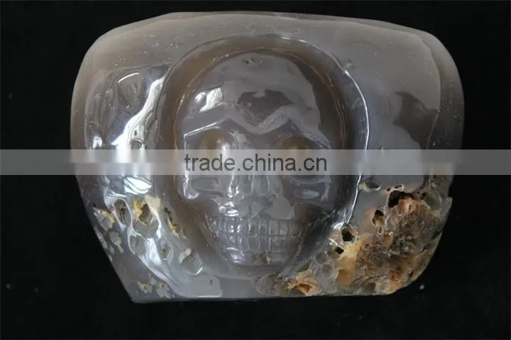 New Arrive Natural Amethyst Crystal Geode Bowl with Skull / Amethyst Treasure Bowl for Bringing Mammon