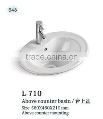 710 Elegant Ceramic bathroom counter wash basin
