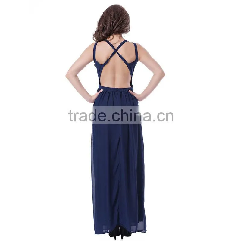 Special design 4 colors stocklot full size sexy women sexu back open evening dress