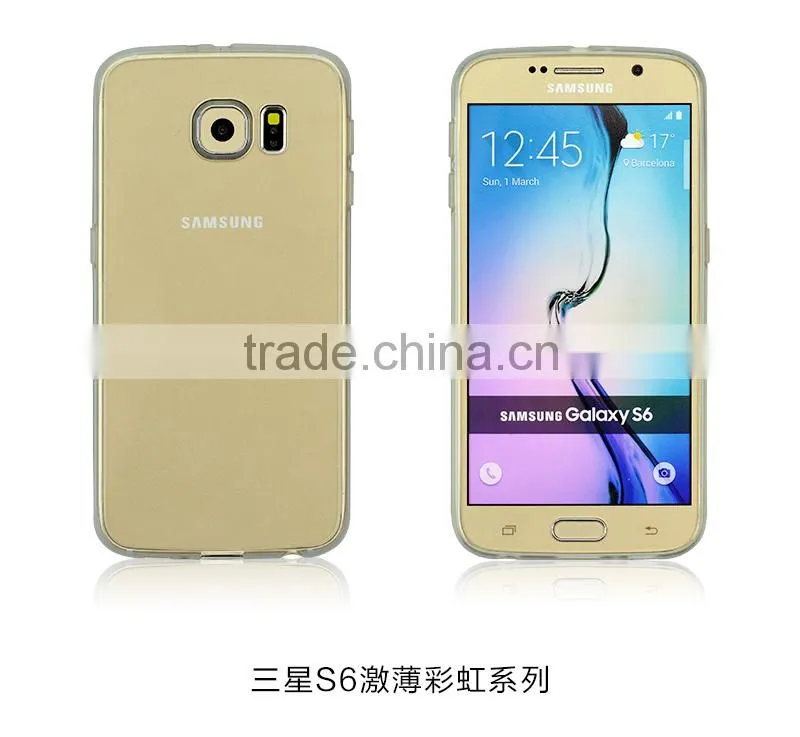Hot transparent black 0.8MM thin PC+TPU phone cases for S6