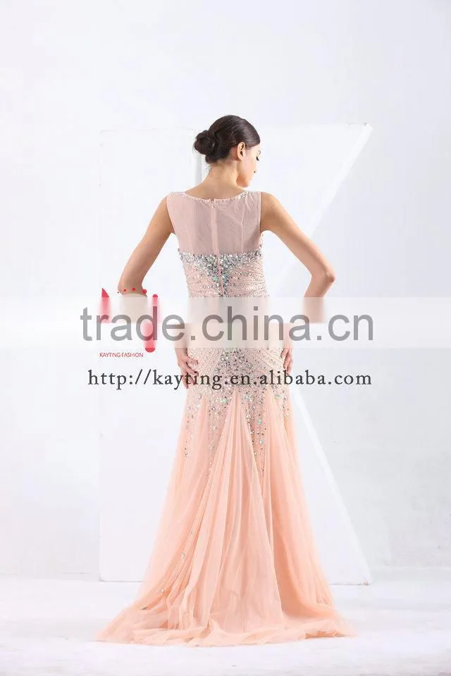 New picture fashion sex long dresses nude lace evening dress 2013 flounced evening dress