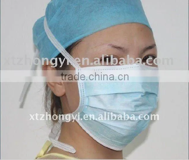 Medical nonwoven tie-on face mask