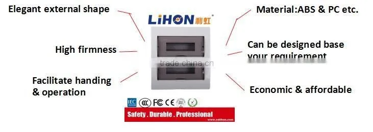 Double rows copper terminal surface mount plastic electric distribution box