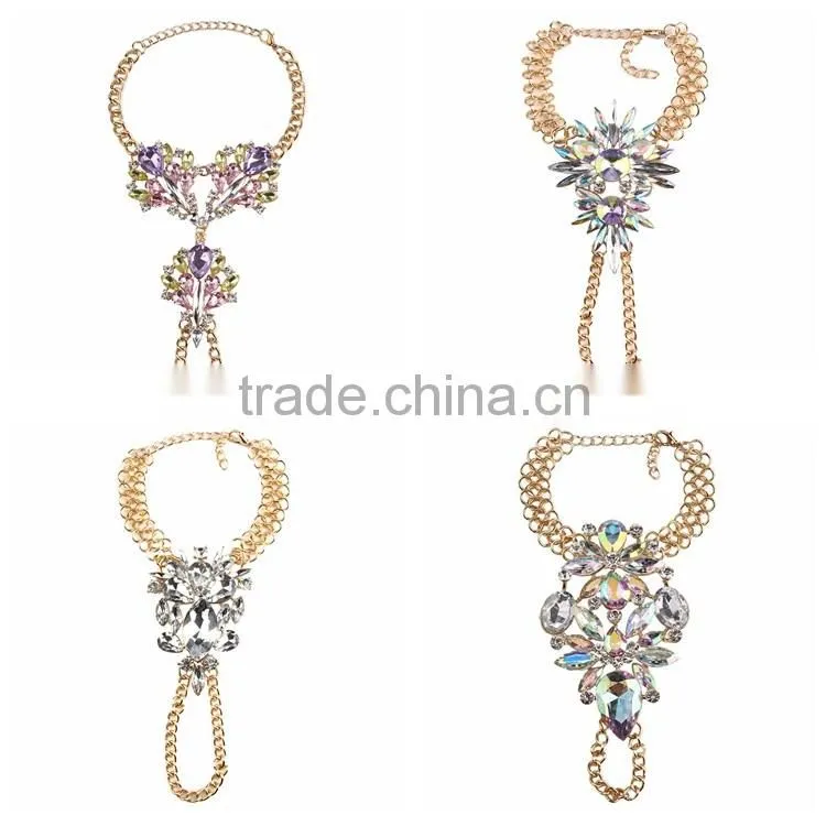 Crystal foot hand chain jewelry barefoot sandals anklet with toe ring