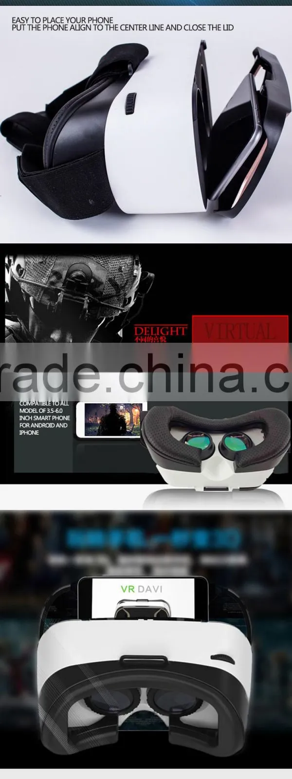 shenzhen 3D vr box 2.0 version virtual reality 3d glasses vrarle