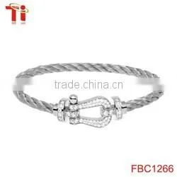 new products 2016 heart 316l stainless steel bracelet girls inlay zircon crystal beads bangle fashion custume jewelry for women