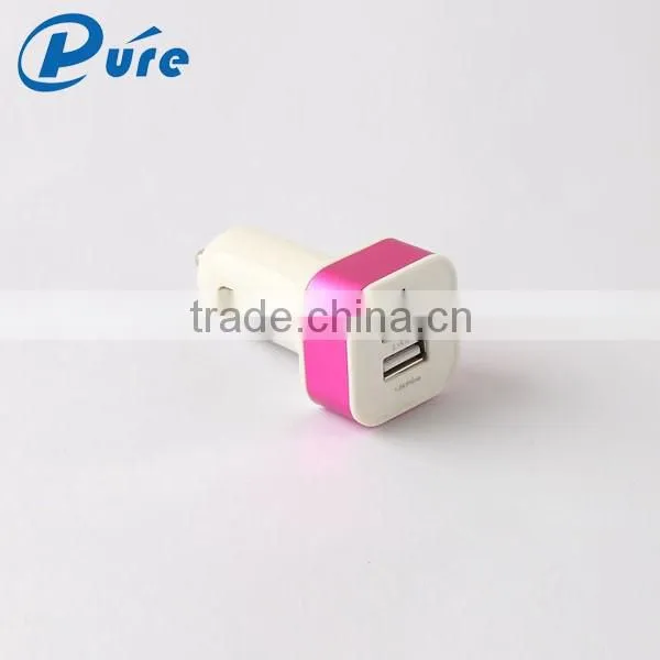 OEM colorful dual-port 2 USB port 5v 2.1a smart car charger with indication light