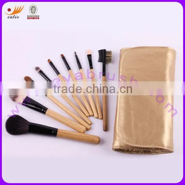 9 pcs Cosmetic Brush Set with Natural Hair and Synthetic Hair