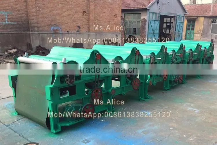 Multi-rollers waste clothing polyester fiber tearing machine