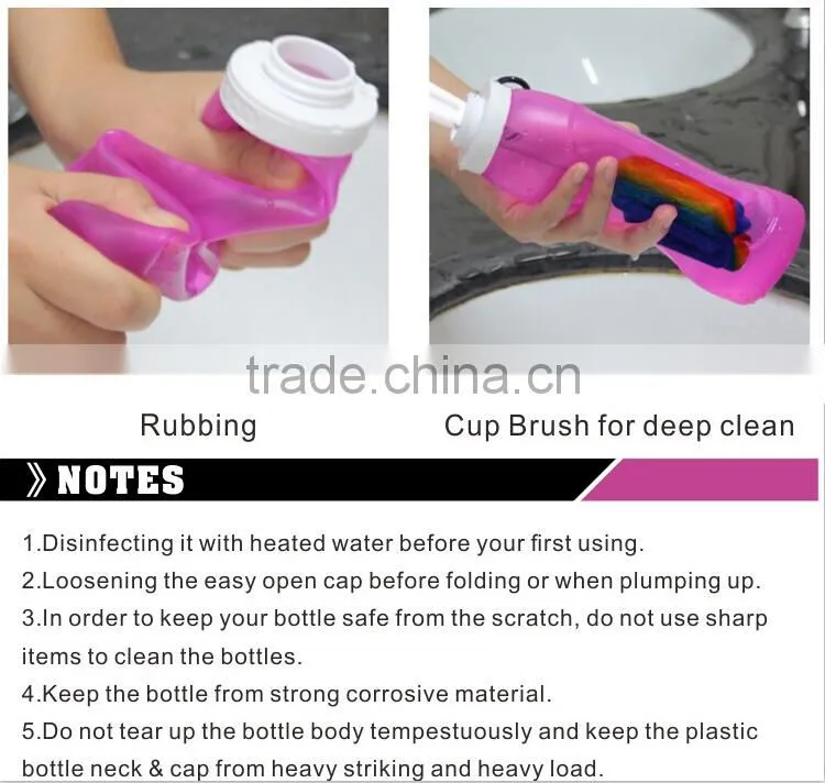 New design bottle bpa free 1L foldable food grade silicone water bottle