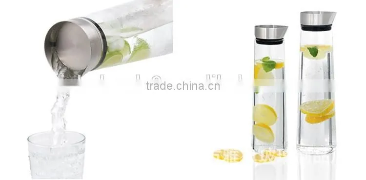 35 Oz Glass Drip-free Carafe with Stainless Steel Silicone Flip-top Lid, Glass Water Pitcher, Glass Fridge Carafe, Ice Tea Maker