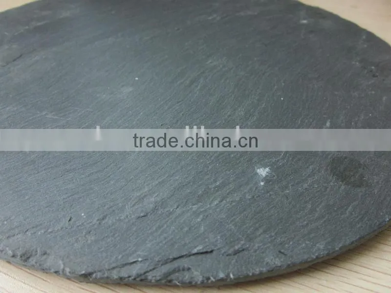 JiuJiang quarry round black natural slate stone coaster