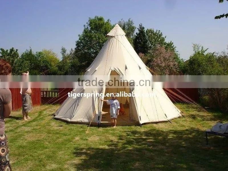 5m Canvas Camping Teepee Tent Waterproof Family Glamping Tent