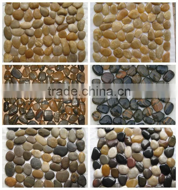 High Polished Black Pebble Tile Floor Pebble Shower Tile