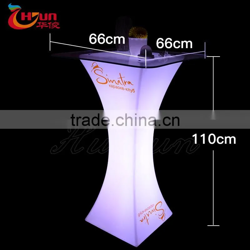 Commercial bar furniture rechargable battery color changing led bar table
