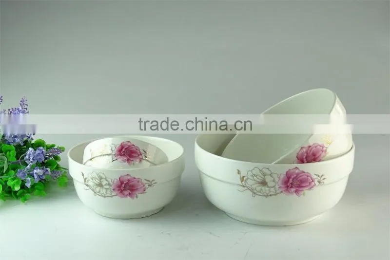 Chaozhou Supplier stocked Wholesale 7.87inch White Ceramic bowls with flower decal household bowls