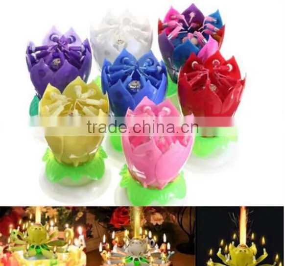 the most popular happy MUSIC birthday Lotus flower candle export in 2015