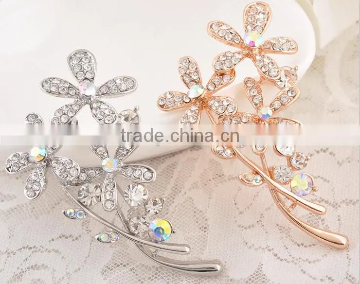 flower shape Rhinestone Pins Brooches for woman /Hijab Pins Scarf Pins Female Pashmina Brooches