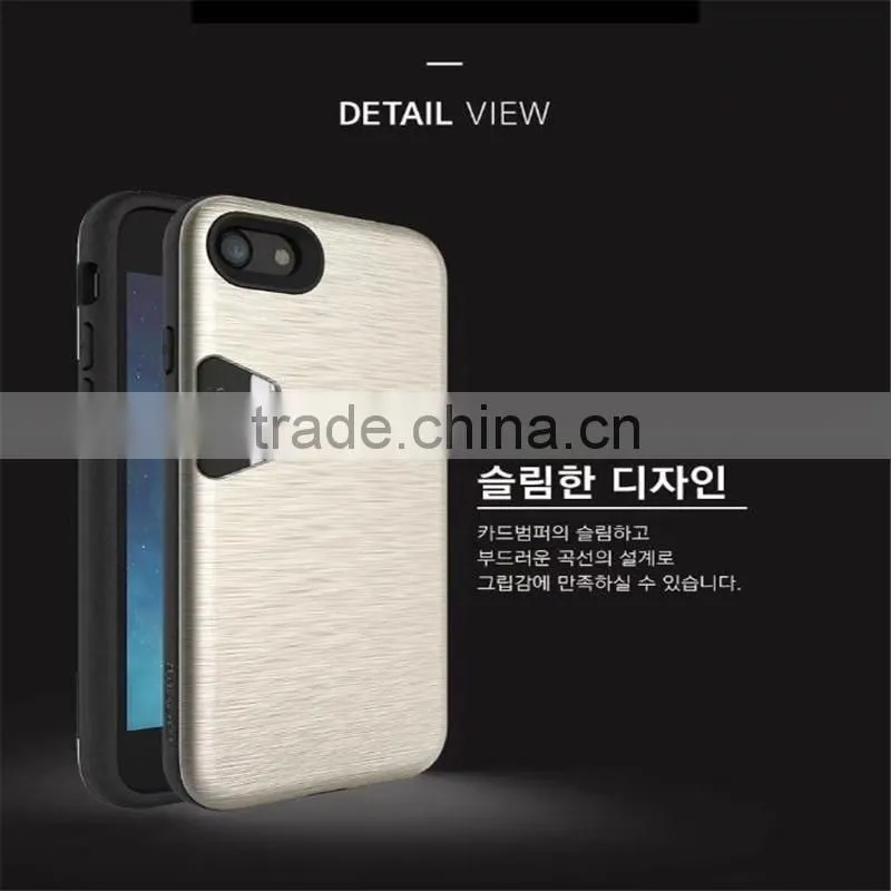 Ganada anti-skid card bumper/card pocket PC&TPU cell phone case for Iphone