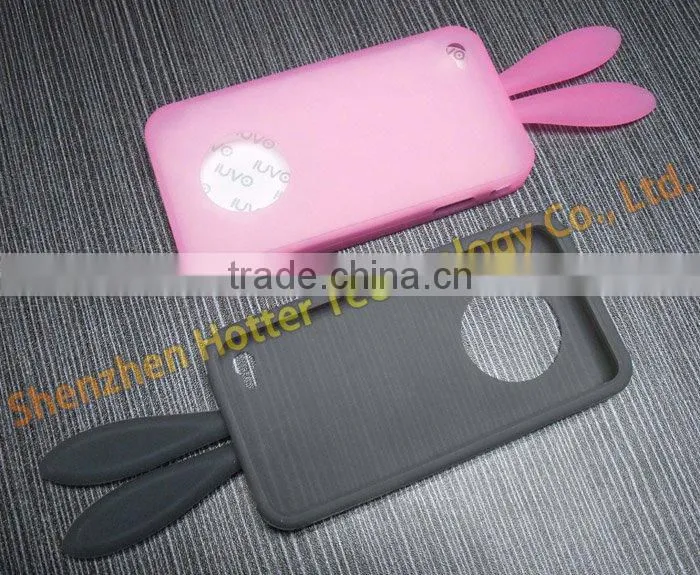 Hot Pink Bunny Rabito silicone Case Cover For iPhone 4
