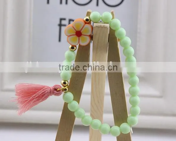Colorful Bangle Wristband Children Kids Custom Tassel Bead Bracelet