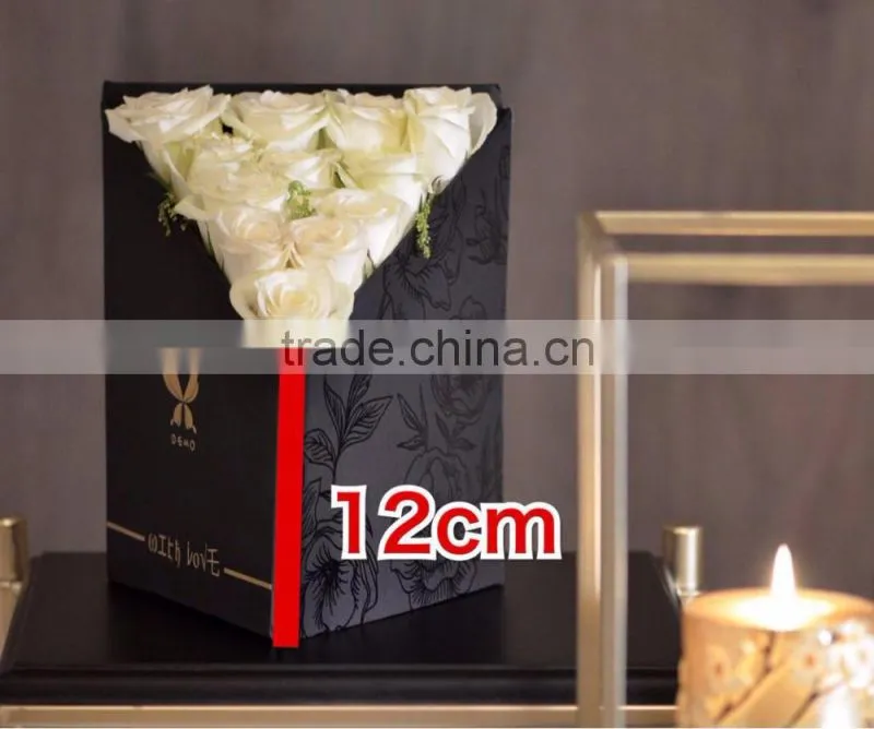 Classical black customized flower box folding style to save shipping cost