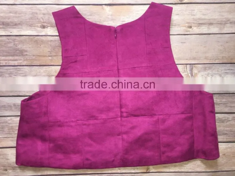 Runway Raspberry Patchwork Geometric Suede Trendy Crop Top