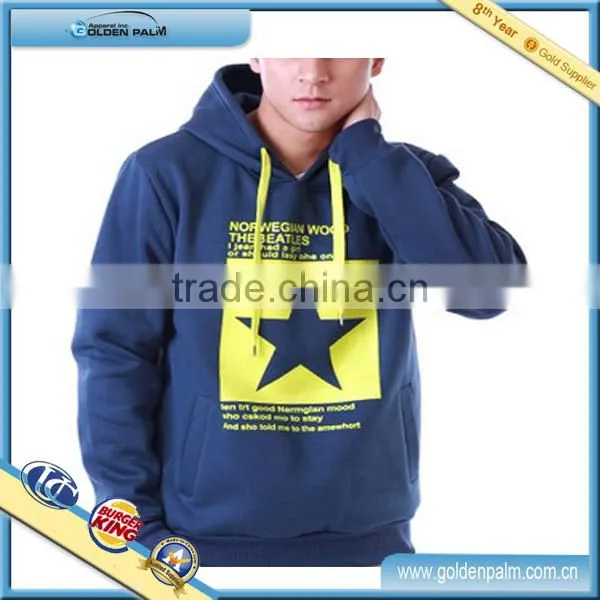 Mens cotton polyester printed hooded jumper