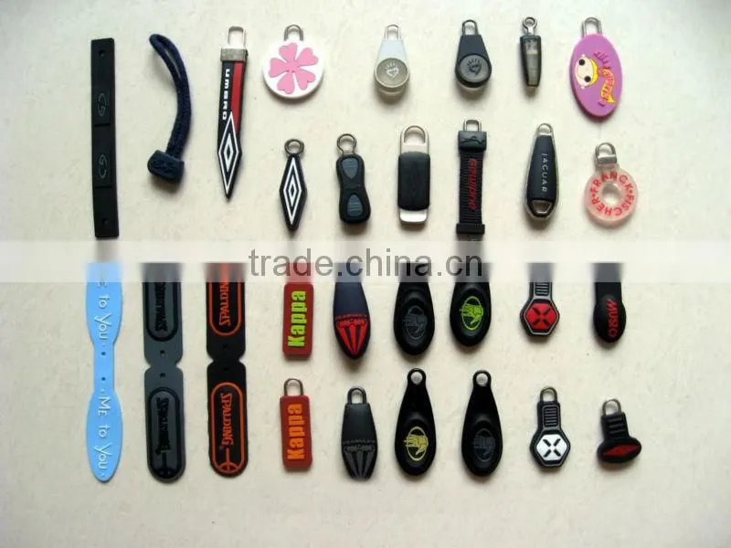 injection molding soft pvc zipper puller with string