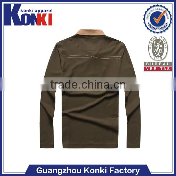 Newest sublimation printing plain long sleeve polo t shirt for men