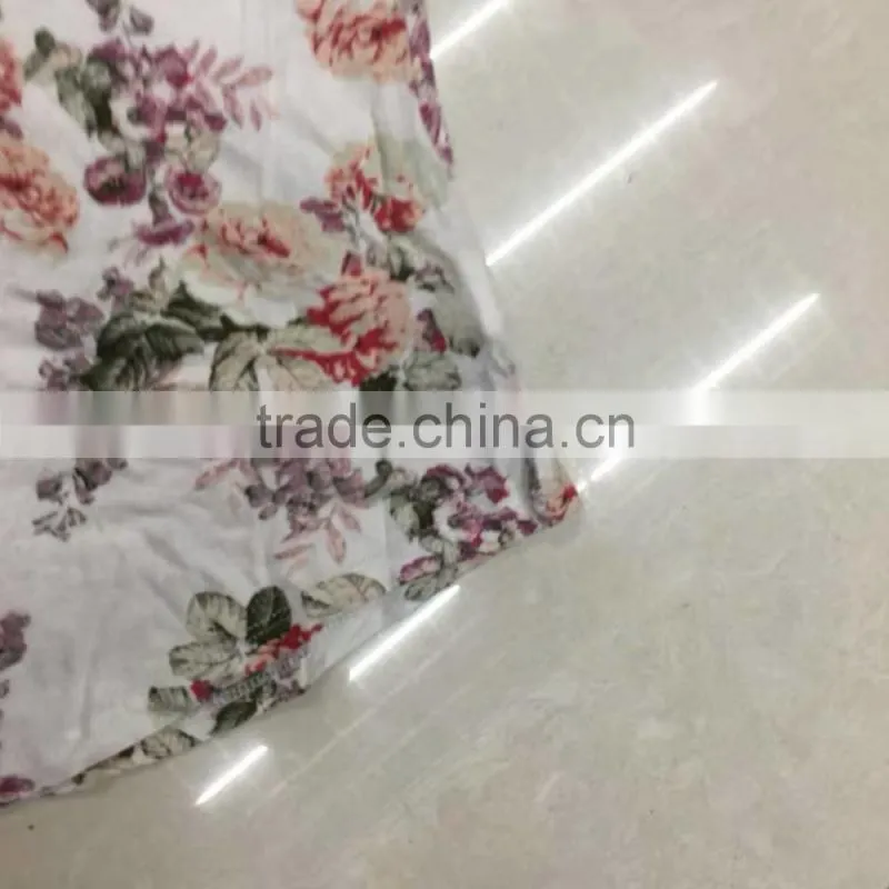 Cheap boat neck mid-sleeve flower print women tops factory closeouts