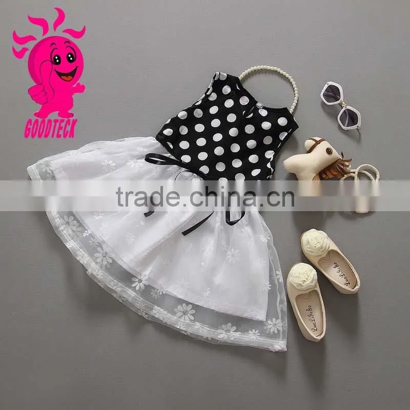 New arrival wholesale children sleeveless polka dot party dress