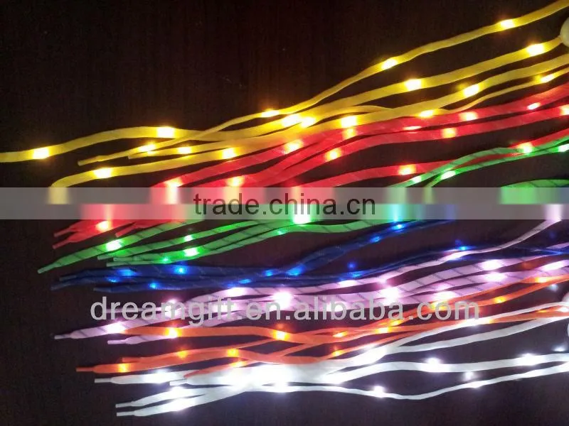 2015 new model real nylon LED shoe laces same as normal shoe lace flashing in the night