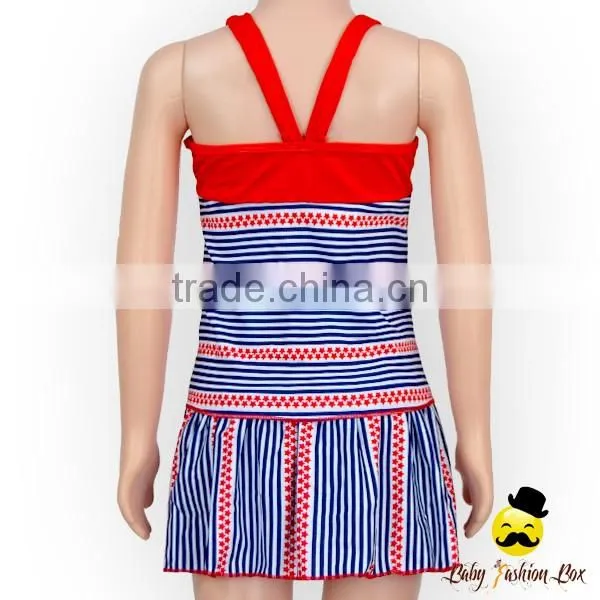 YZA-003 Yihong Fashion Style One Size Baby Red Strap Stripe With Dress Suit Kids Girls Wears Bikini