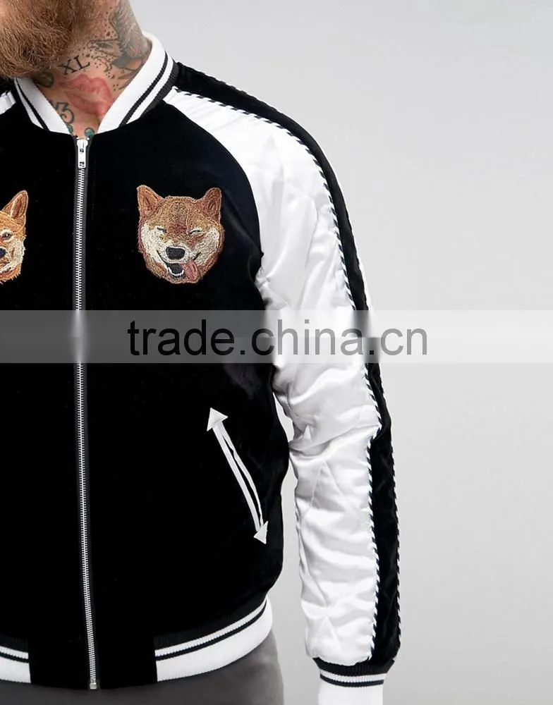 2017 newest arrival black customized colors size material men plain baseball jacket