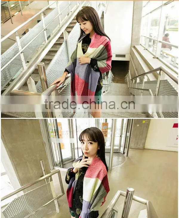 1pc Different color choice super long colorful winter warm knitting stitching scarf,shawl