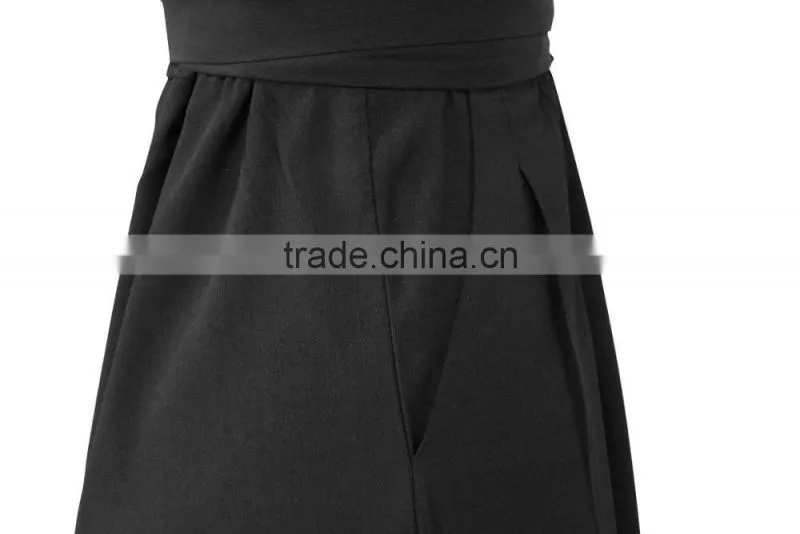 Fashion One Piece V Neck Sexy Sleeveless Wide Leg Ladies Jumpsuit For Wholesale 2017