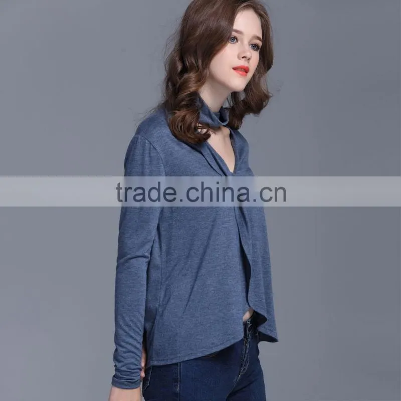 Top sell women clothes 2017 summer front short and long back blouse